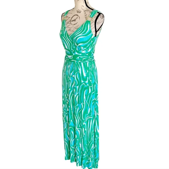SOLD Lilly Pulitzer Villa green Finders Keepers printed flowy dress sleeveless S - Picture 9 of 11